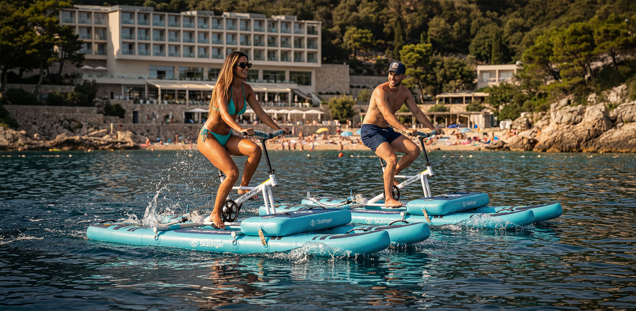 SKATINGER inflatable Water Bike for recreation, hotels, beaches and commercial rental