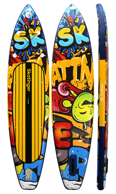 Skatinger Graffiti Yellow Touring Paddle SUP Board – Boldness, Contrast & Performance