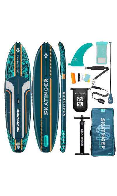 SkatingerLeafy Expedition Green Allround Paddle SUP Board – Stability, Endurance & Control
